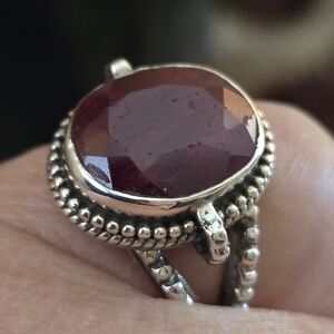 Elegant Silver and Ruby Gemstone Ring